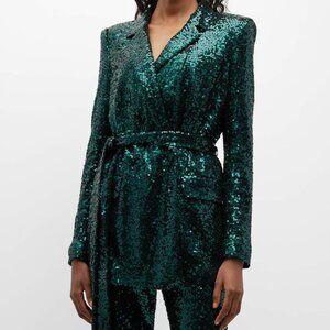 Badgley Mischka Collection Emerald Sequin Pantsuit